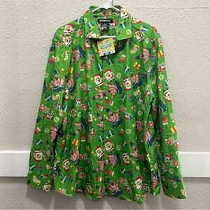 Suitmeister Spongebob Squarepants Christmas Button Up Long Sleeve Shirt NWT XL